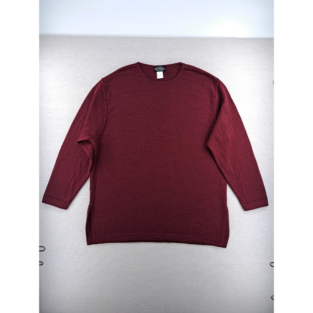 J Peterman Sweater Mens Large Red Wool Pullover Crew Neck Sweatshirt Italy
